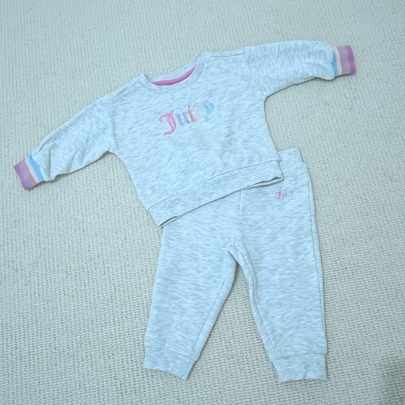 Juicy Couture toddler girls grey sweatshirt and sweatpants - size 12M - Picture 1 of 8